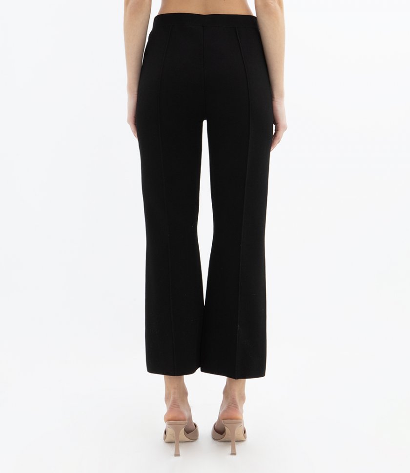 CROPPED FLARE PANT IN CREPE KNIT