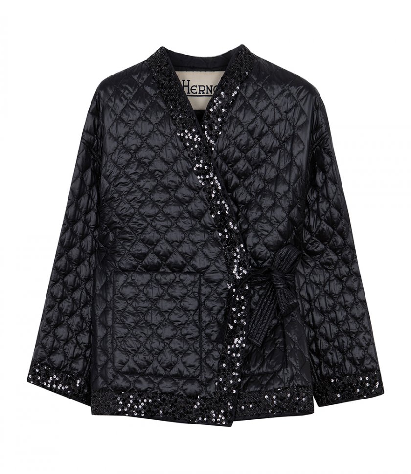 QUILTED SEQUIN CROSSED JACKET