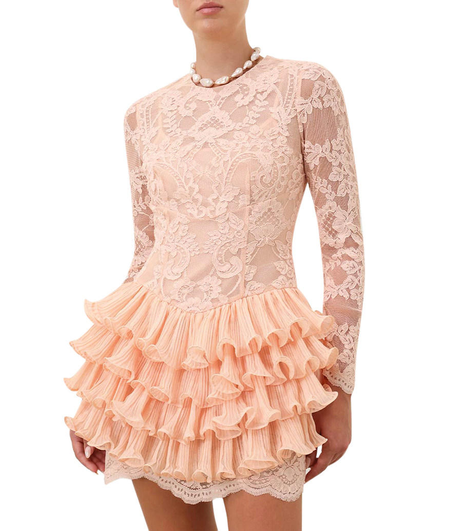 CRUSH LACE FRILL MINI DRESS