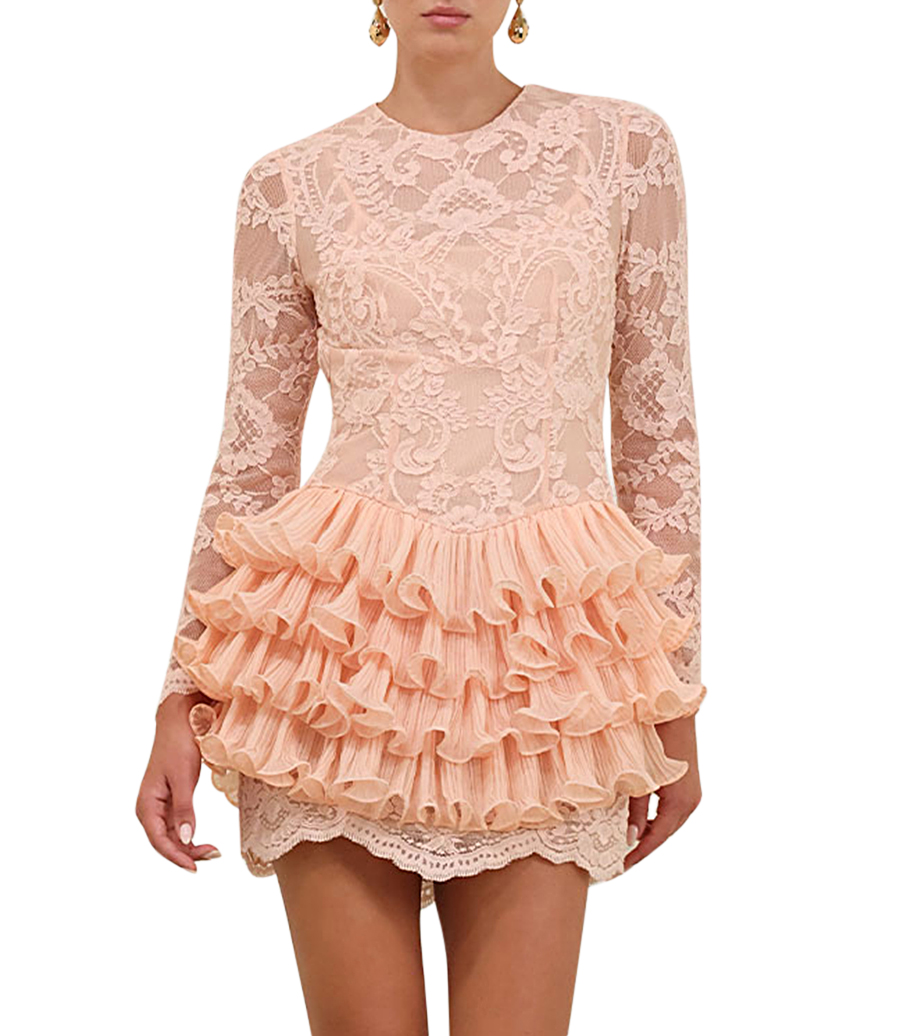 CRUSH LACE FRILL MINI DRESS