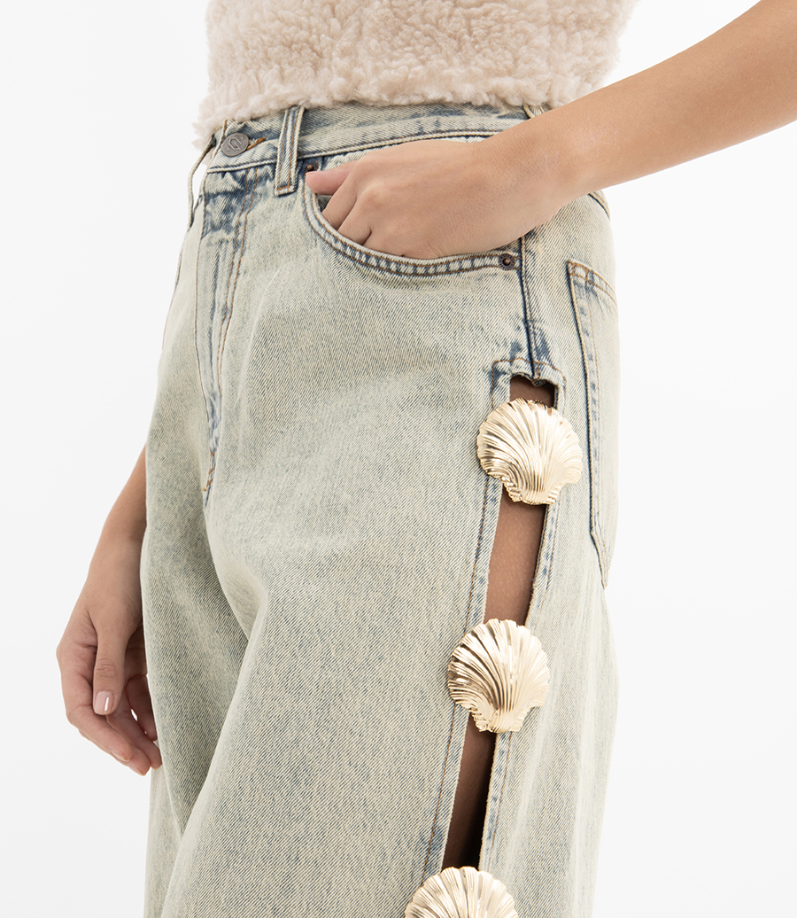 JEANS WITH CUT-OUT DETAILING