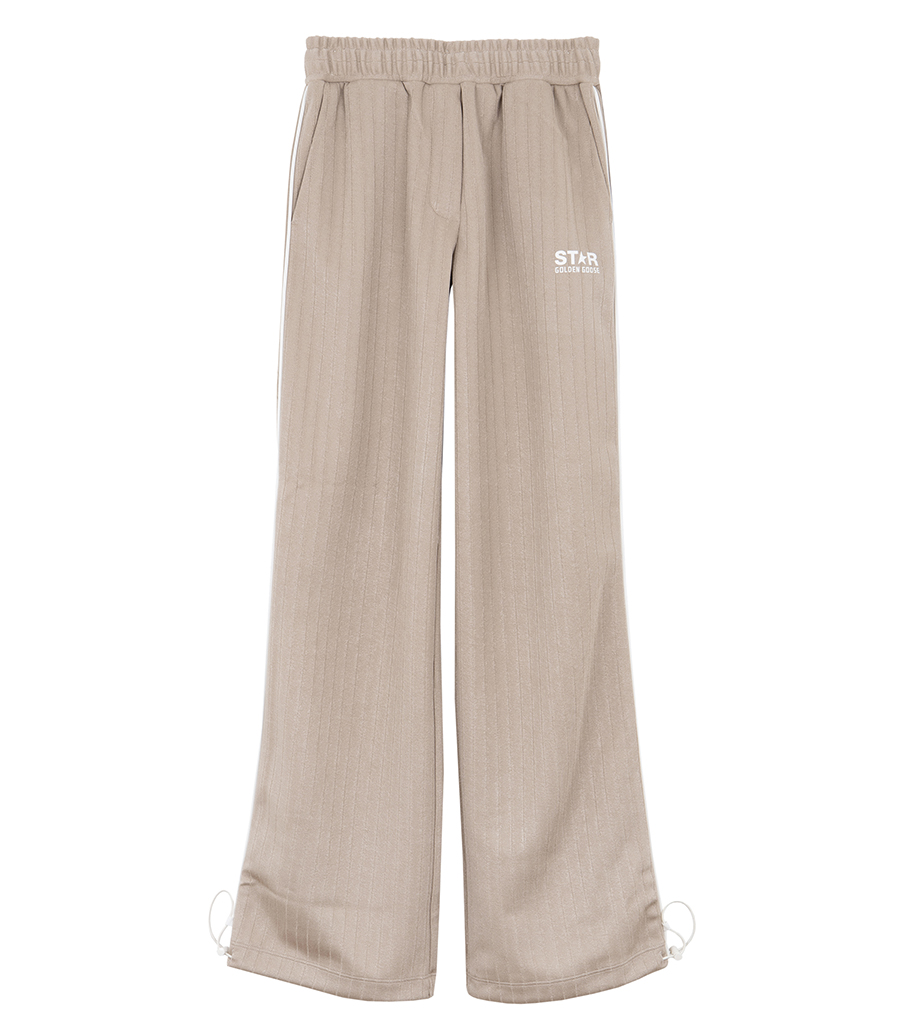 GOLDEN GOOSE  - STAR WOMEN’S LIGHT BEIGE JOGGERS WITH WHITE LOGO