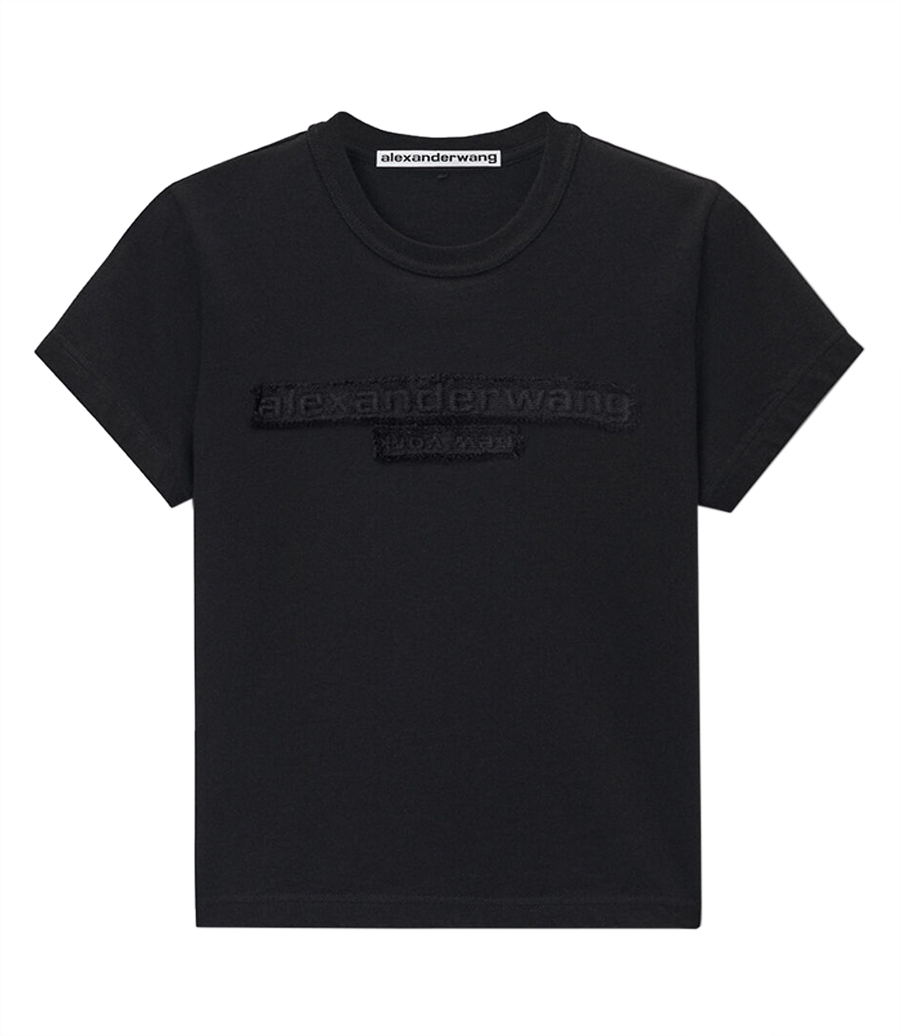 ALEXANDER WANG - DISTRESSED LOGO SHRUNKEN TEE