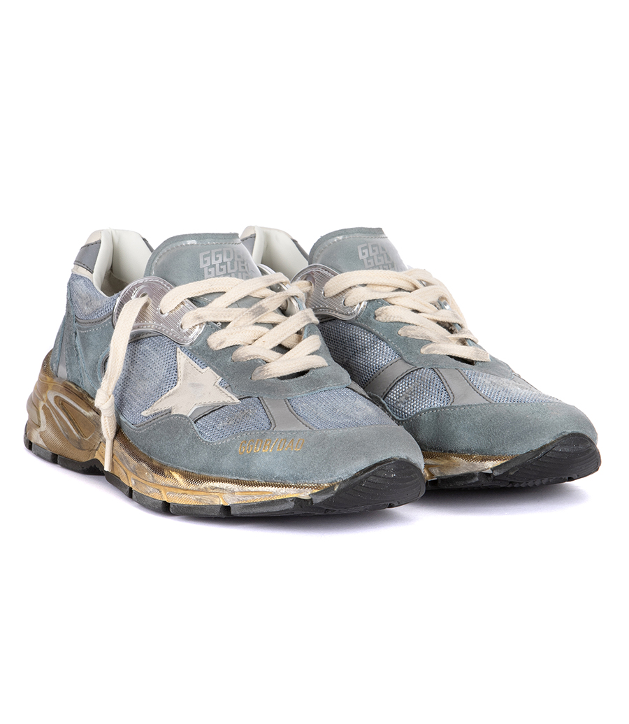 BLUE SILVER SUEDE RUNNING DAD