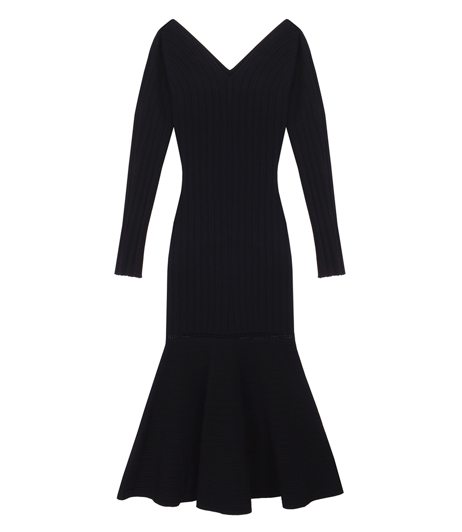 VICTORIA BECKHAM - LONG SLEEVE V-NECK DRESS