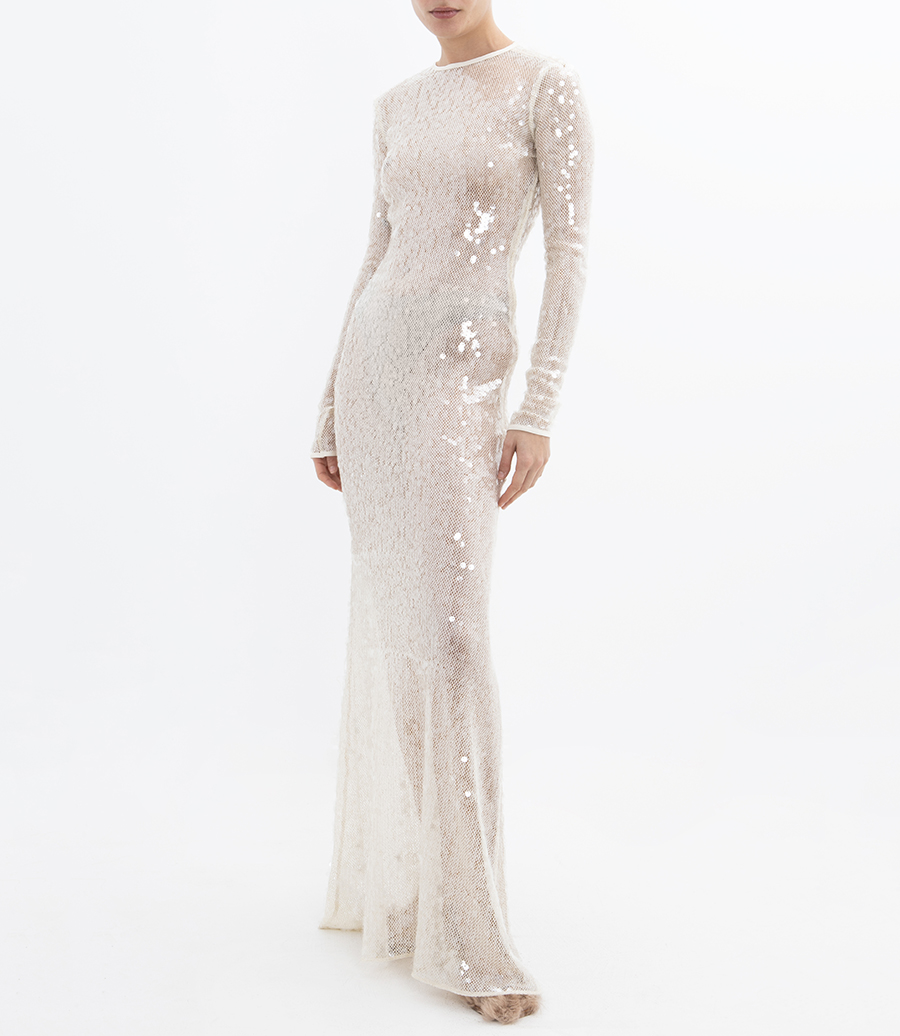 LONG SLEEVED SEQUIN GOWN