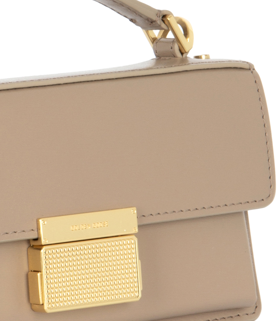 SMALL VENEZIA BAG IN BEIGE BOARDED LEATHER WITH GOLD DETAILS