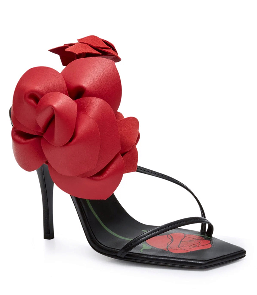 ROSE APPLIQUE LEATHER SANDALS