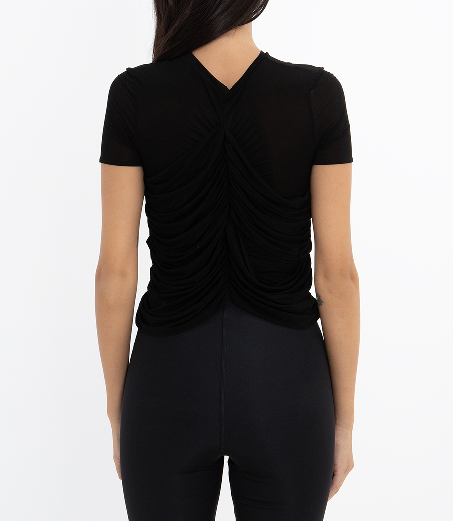 MESH RUCHED BACK T-SHIRT