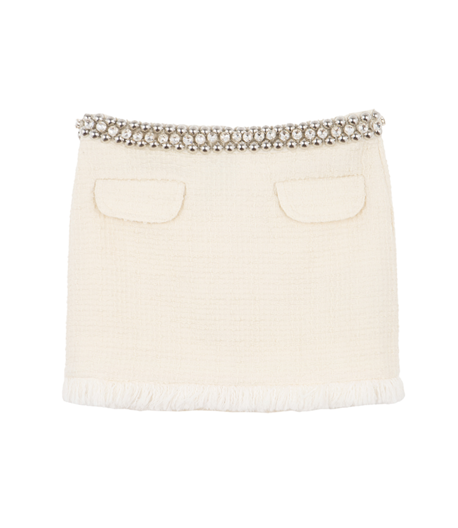 DAVID KOMA - BOUCLE AND CRYSTAL CHAIN MINI SKIRT