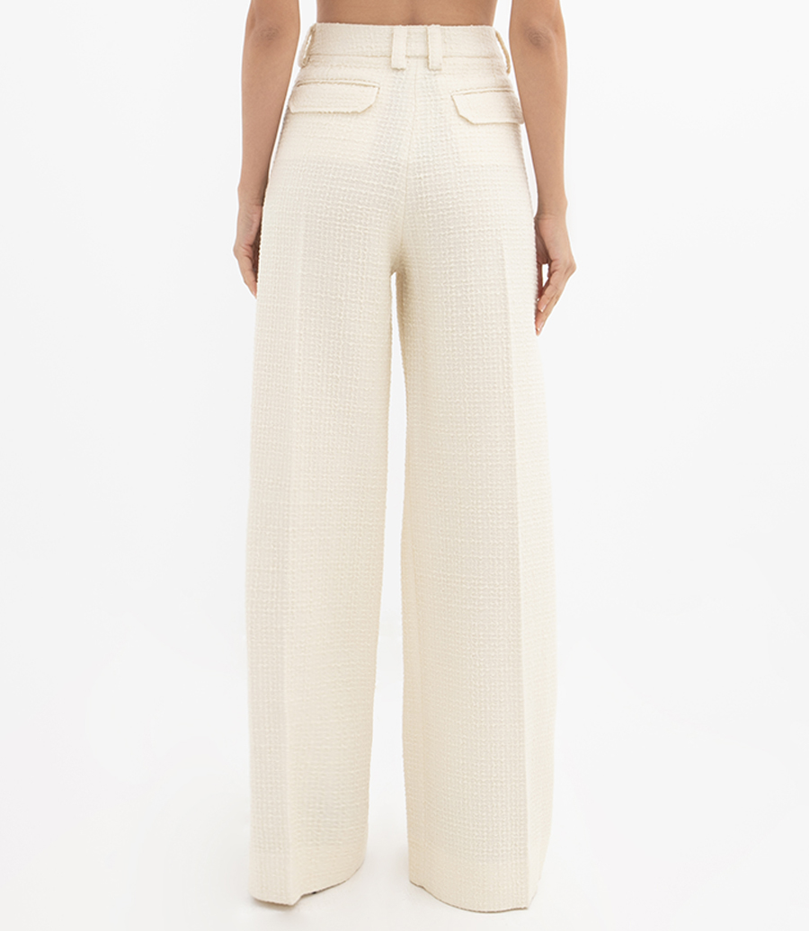 WIDE LEG TAILORED BOUCLE TROUSERS