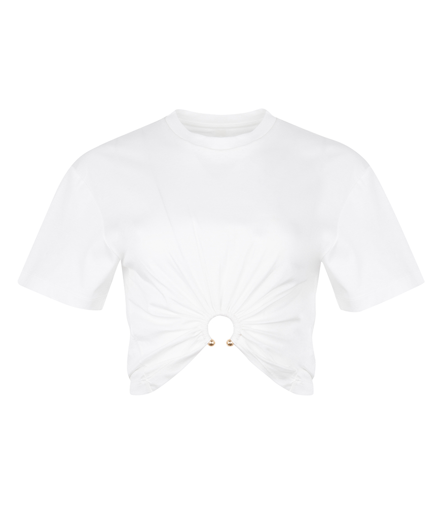 RABANNE - T-SHIRT WITH PIERCING SIGNATURE