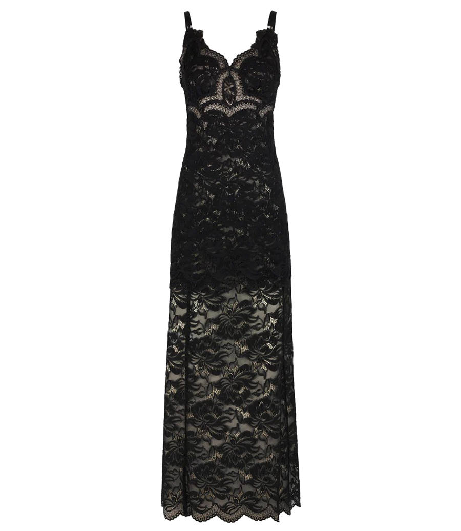 RABANNE - BLACK LONG DRESS IN LACE