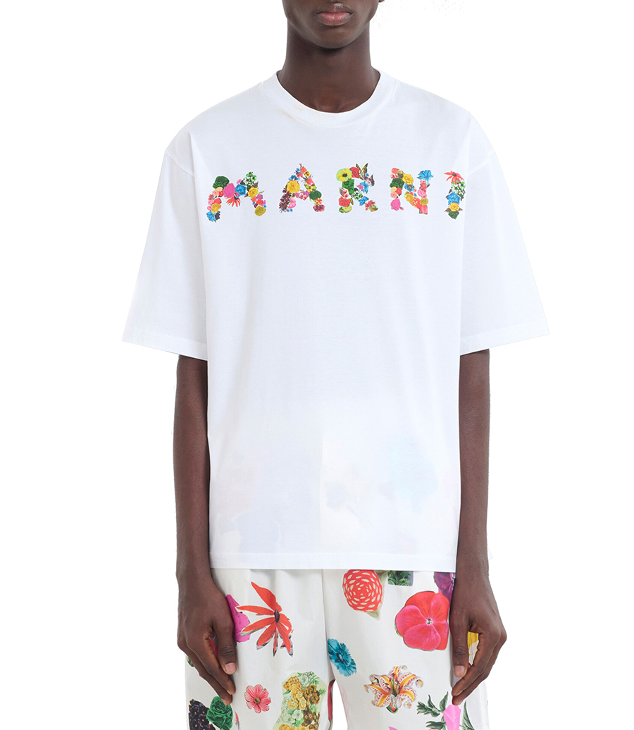 T-SHIRT WITH BOUQUET MARNI LOGO