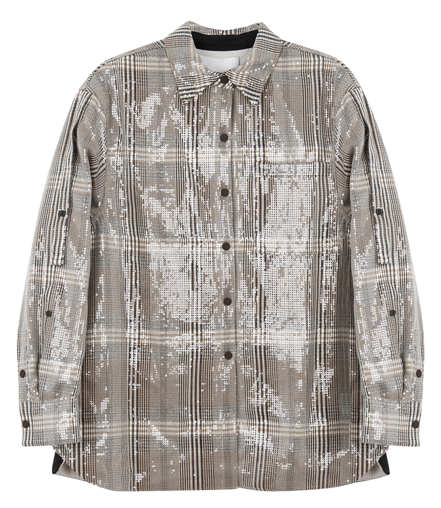 3.1 PHILLIP LIM - SEQUIN PLAID SHIRT JACKET