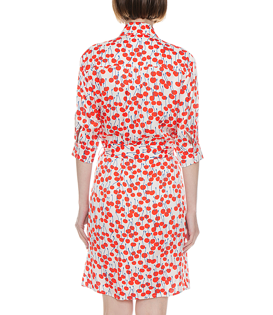 cherry print shirt dress