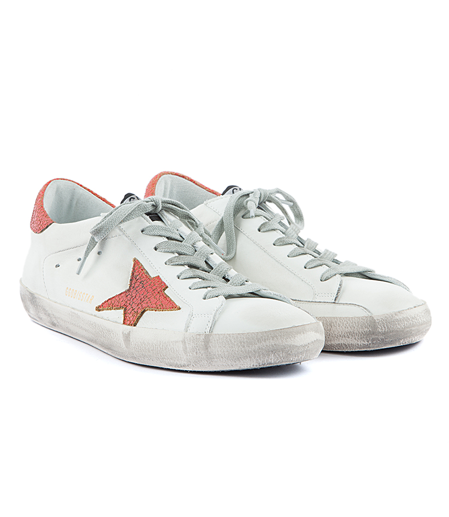 superstar sneakers in leather with star and heel tab in suede